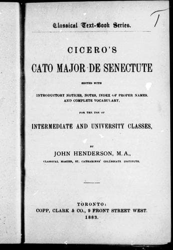 Tapa de Cicero's Cato major de senectute