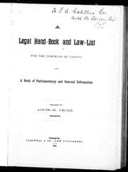 Tapa de A legal hand-book and law list for the Dominion of Canada