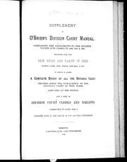 Tapa de Supplement to O'Brien's division court manual