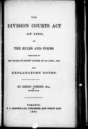 Tapa de The Division Courts Act of 1869