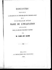 Tapa de Discours prononcé à l'occasion du 192e anniversaire de l'heureuse mort de la Vénérable Mère Marie de l'Incarnation
