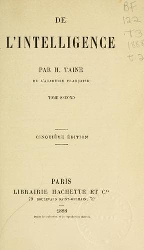 Tapa de De l'intelligence