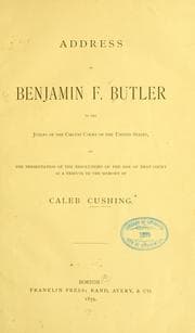 Tapa de Address of Benjamin F. Butler, to the judges of the Circuit court of the United States