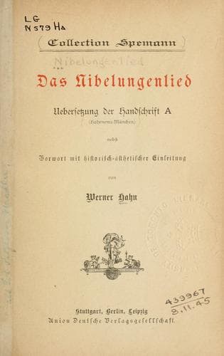 Tapa de Das Nibelungenlied