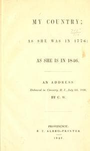 Tapa de My country; as she was in 1776: as she is in 1846