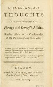 Tapa de Miscellaneous thoughts on the present posture both of our foreign and domestic affairs