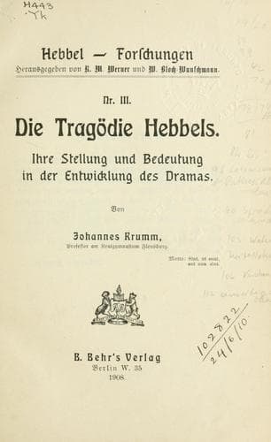 Tapa de Die Tragödie Hebbels
