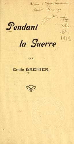 Tapa de Pendant la guerre