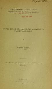 Tapa de Notes on North American Crayfishes, family Astacidae