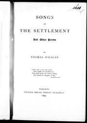 Tapa de Songs of the settlement and other poems