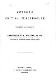 Tapa de Adversaria critica in Sophoclem