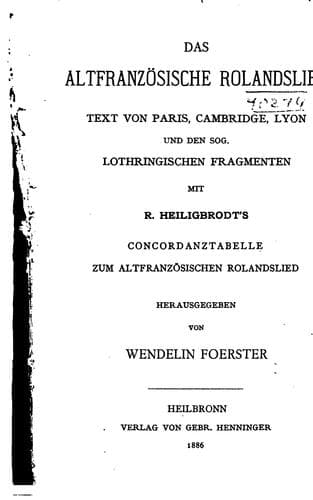 Tapa de Altfranzosische Rolandslied