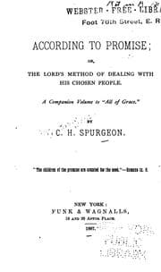 Tapa de According to Promise: Or, the Lord's Method of Dealing with His Chosen People : a Companion ..