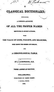 Tapa de A Classical Dictionary: Containing a Copious Account of All the Proper Names ..