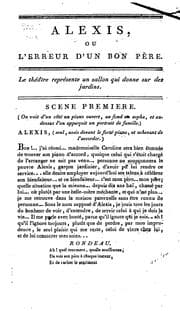 Tapa de Alexis, ou, L'erreur d'un bon père, comédie en un acte, et en prose, mélée d'ariettes ..