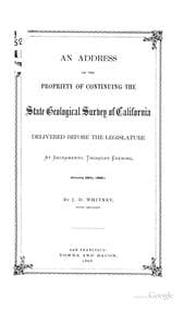 Tapa de An Address on the Propriety of Continuing the State Geological Survey of California