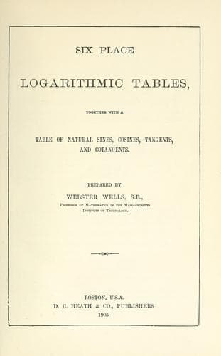 Tapa de Six place logarithmic tables