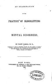 Tapa de An Examination of the practice of bloodletting in mental disorders
