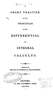 Tapa de A Short Treatise on the Principles of the Differential and Integral Calculus
