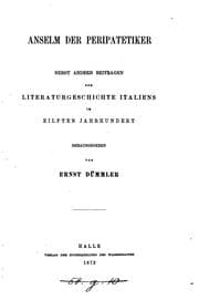 Tapa de Anselm der Peripatetiker: Nebst andern Beiträgen zur Literaturgeschichte ..