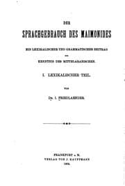 Tapa de Arabisch-deutsches Lexikon zum Sprachgebrauch des Maimonides: Ein Nachtrag ..