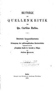 Tapa de Beiträge zur Quellenkritik des Qu. Curtius Rufus..