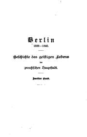 Tapa de Berlin 1688-1840[i.e. Sechzehnhundertachtundachtzig bis achtzehnhundertvierzig]: Geschichte des ..