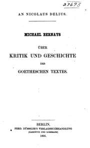 Tapa de Über Kritik und Geschichte des Goetheschen Textes
