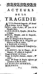 Tapa de Atys,: tragedie en musique. Ornée d'entrées de ballet, de machines, & de changemens de théatre