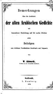 Tapa de Bemerkungen über die Aechtheit der alten arabischen Gedichte mit besonderer Beziehung auf die ..