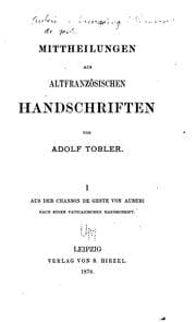 Tapa de Aus der Chanson de Geste von Auberi nach einer vaticanischen Handschrift