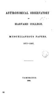 Tapa de Astronomical Observatory of Harvard College. Miscellaneous Papers. 1877-1887