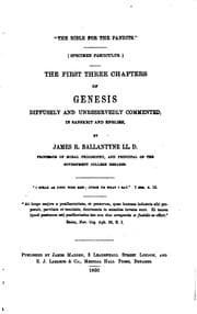 Tapa de 'The Bible for the pandits', the first 3 chapters of Genesis commented in Sansk. and English