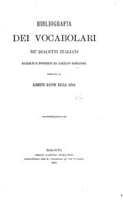 Tapa de Bibliografia dei vocabulari ne' dialetti italiani raccolti e posseduti da Gaetano Romagnoli