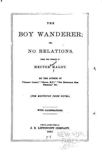 Tapa de The Boy Wanderer Or, No Relations
