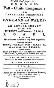 Tapa de Bowles's Post-chaise Companion: Or, Travellers Directory Through England and Wales: Being an ..