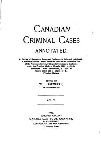 Tapa de Canadian Criminal Cases Annotated