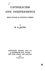 Tapa de Catholicism and Independence: Being Studies in Spiritual Liberty