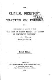 Tapa de The Clinical Directory, Chapter on Poisons, Etc.: Being Parts V. and VI. of ..