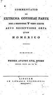 Tapa de Commentatio de extrema Odysseae parte inde a rhapsodiae psi versv CCXCVII aevo recentiore orta ..