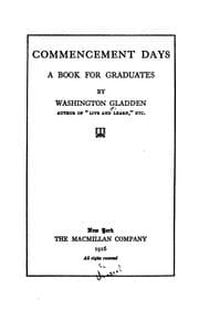Tapa de Commencement Days: A Book for Graduates