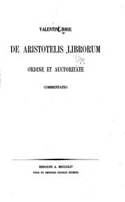 Tapa de De Aristotelis librorum ordine et auctoritate commentatio