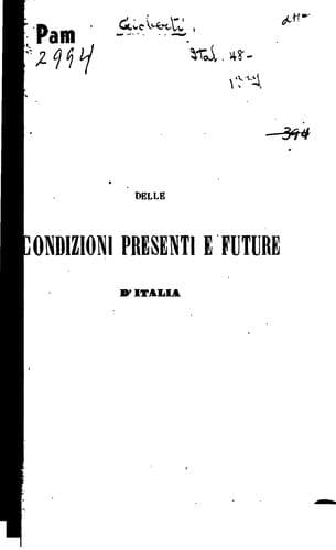 Tapa de Delle condizioni presenti e future d'Italia