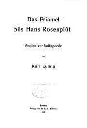 Tapa de Das Priamel bis Hans Rosenplüt: Studien zur Volkspoesie
