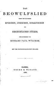 Tapa de Das Beowulfslied nebst den kleineren epischen, lyrischen, didaktischen und ..