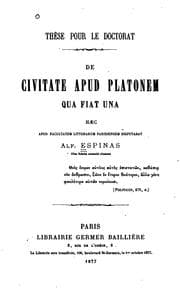 Tapa de De civitate apud Platonem qua fiat una: Thesis