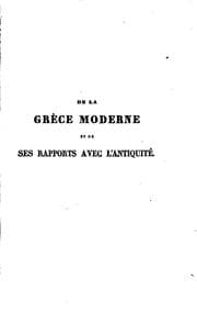 Tapa de De la Grèce moderne et de de [sic] ses rapports avec l'antiquité