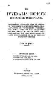 Tapa de De Juvenalis codicum recensione interpolata