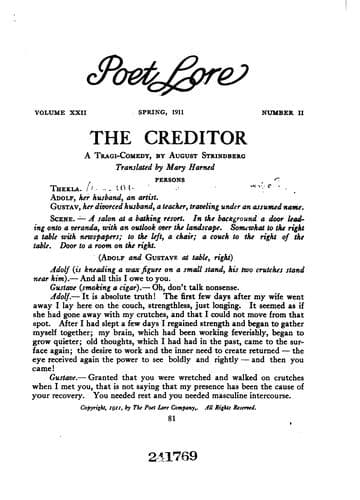 Tapa de The Creditor: A Tragi-comedy