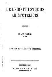 Tapa de De Leibnitii studiis Aristotelicis: dissertatio inauguralis ..